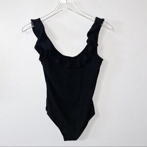 Wild Honey Black Ruffle Bodysuit